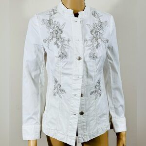 WHBM 4P white jacket with silver embroidery military style gorgeous